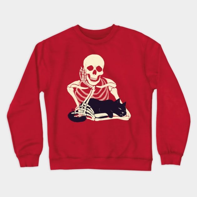 Cat and Skeleton Crewneck Sweatshirt by SarahWrightArt